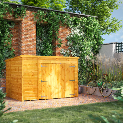 Powersheds 8 x 6ft Pent Timber Tongue & Groove Bike Shed
