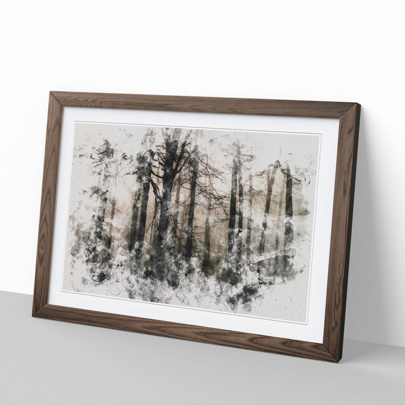 Sunlight Forest Vol.5 Watercolour - Picture Frame Graphic Art, 65cm H x 90cm W x 2cm D, Walnut