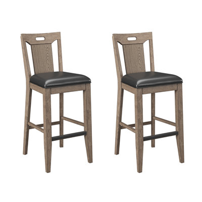 Ensemble de tabourets de bar à dossier à lattes en simili cuir Lilito