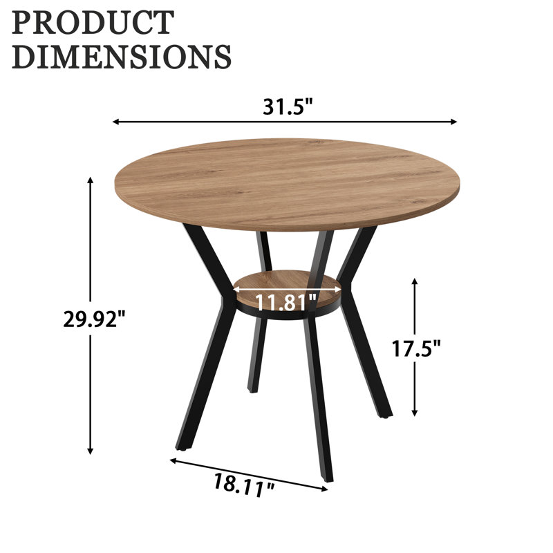 Table basse 31,49 pouces avec table de rangement et 2 ou 3 tablettes, Bois naturel, H 29,92 po x l 31,49 po x P 31,49 po