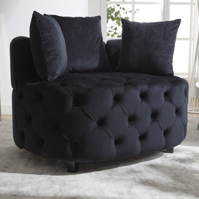Canapé moderne A&A Furniture, chaise d'appoint de 40,6 pouces de largeur / fauteuil de baril classique pour le salon / fauteuil de loisir moderne (noir)