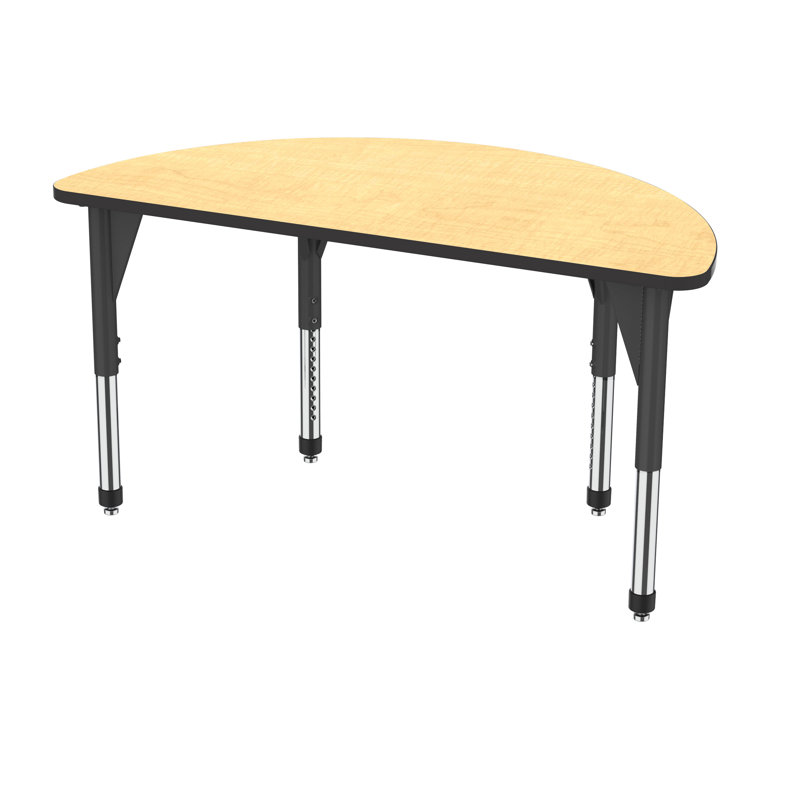 Table de bout à hauteur ajustable demi-cercle Premier Series, H 42 po x l 30 po x L 60 po, Érable fusion, Noir