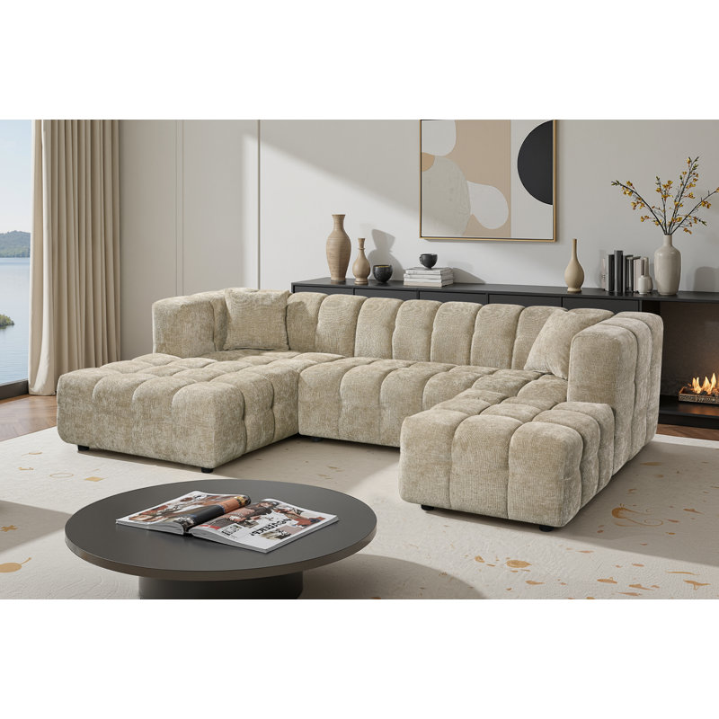 5 Seater Corner Sofa , Left Hand Facing, Beige
