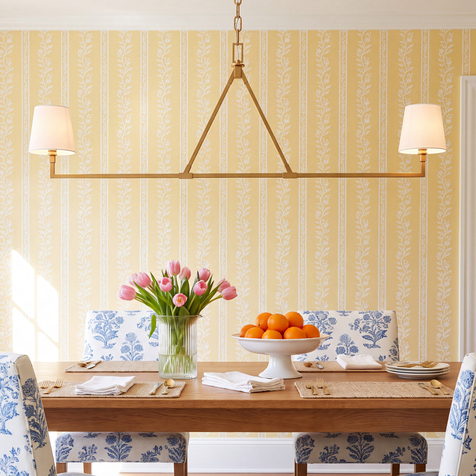 2 - Light Dimmable Linear Chandelier, Burnished Brass