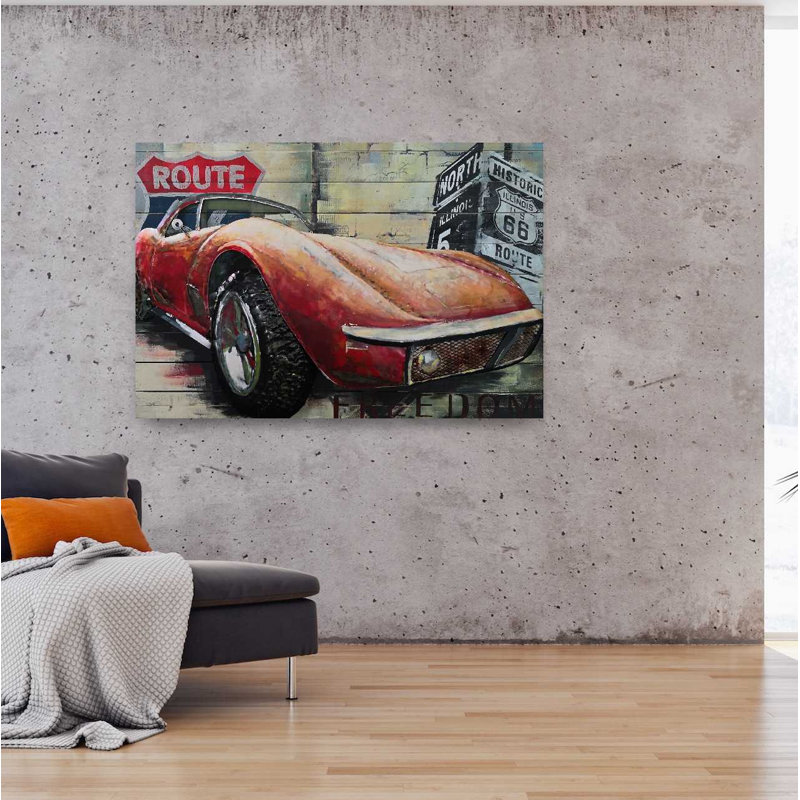 Corvette unique en son genre-reproduction d’une peinture sur métal