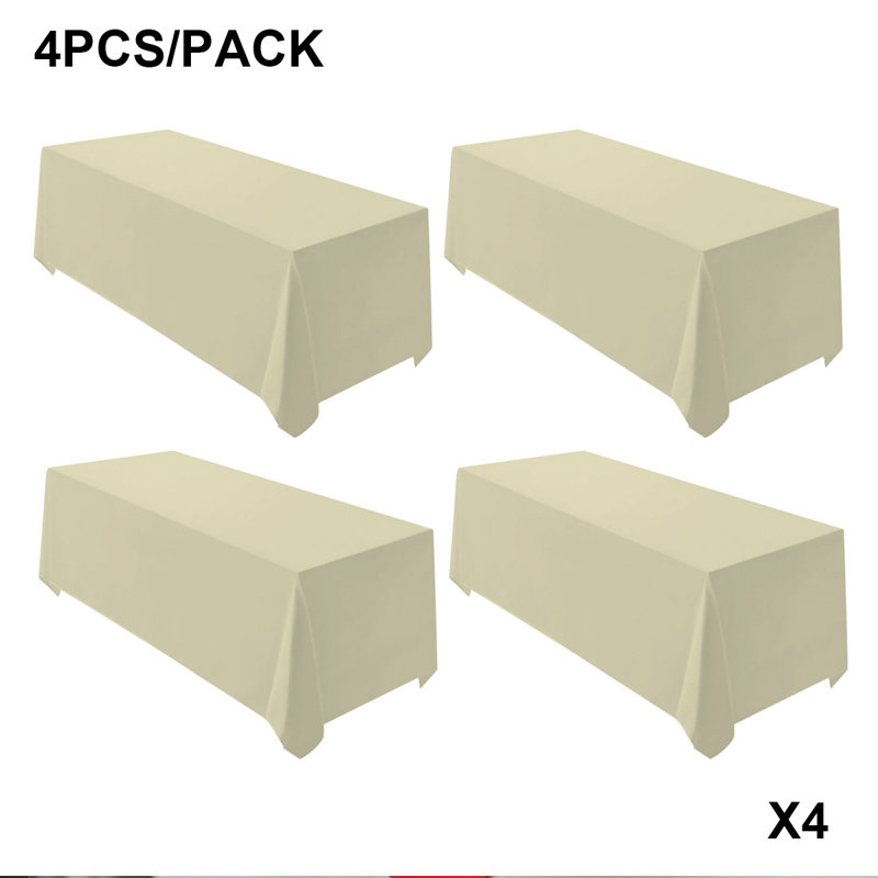 4 pièces / paquet de nappes rectangulaires en polyester de 90 x 156 po, disponibles en plusieurs couleurs, pour la décoration de cuisine, les réunions, les expositions et les décorations de mariage. Convient à une table rectangulaire de 8 t. Nappes i