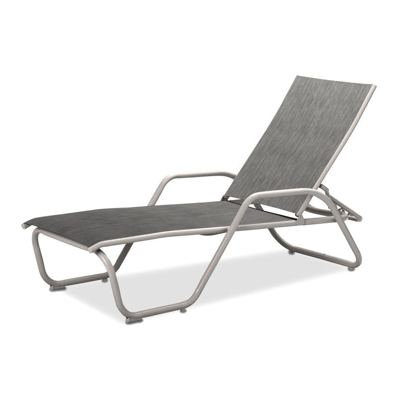 Outdoor Rust-Resistant Metal Chaise Lounge, Textured Snow, Carter