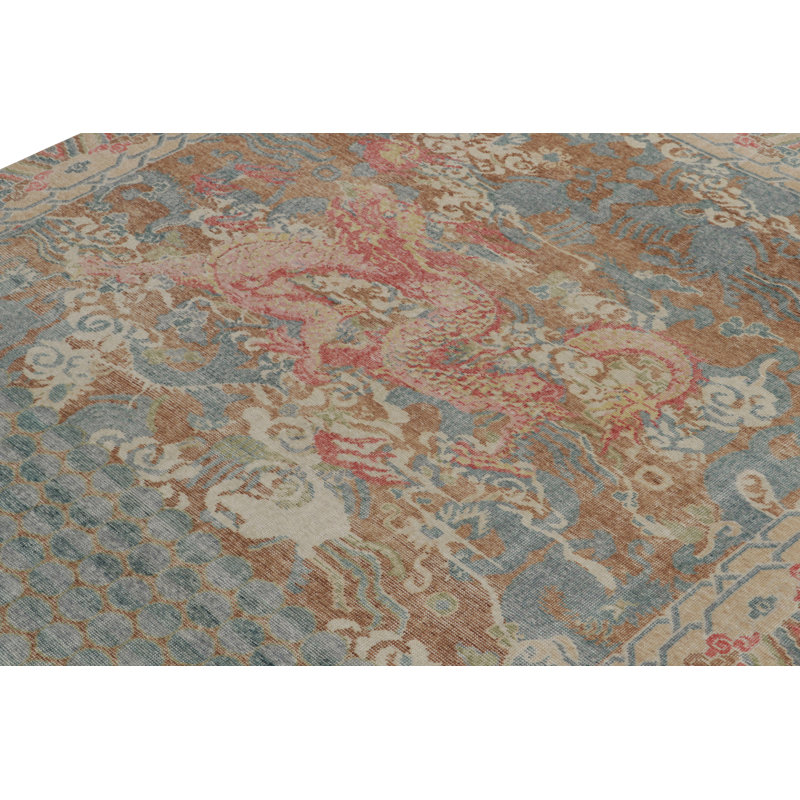 Distressed Homage Hand Knotted Wool Animal Print Area Rug, Rectangle 8' x 10'