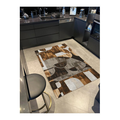Modern Yellow Woven Based Washable Carpet