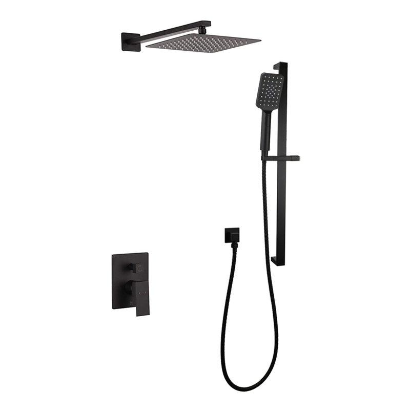 Système de douche complet à contrôle de température Madison avec valve brute, Noir mat