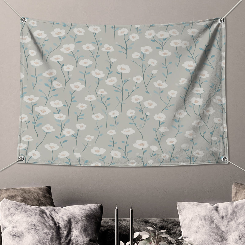 Tapisserie murale florale - Décoration murale à motif, H 104 po x 88 avec 4 œillets
