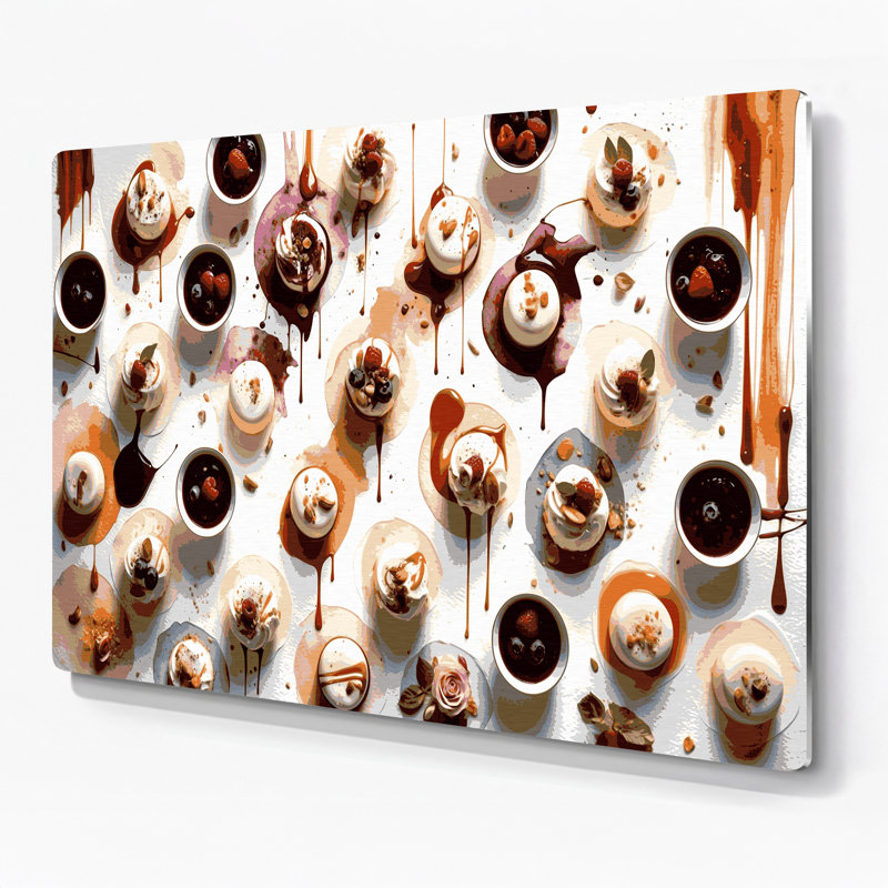 Desserts Panna cotta, art mural en métal beige, H 20 po x l 24 po