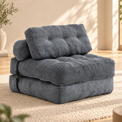 Compression 35"W Medium Corduroy Bean Bag Chair,fold floor Bean Bag sofa bed