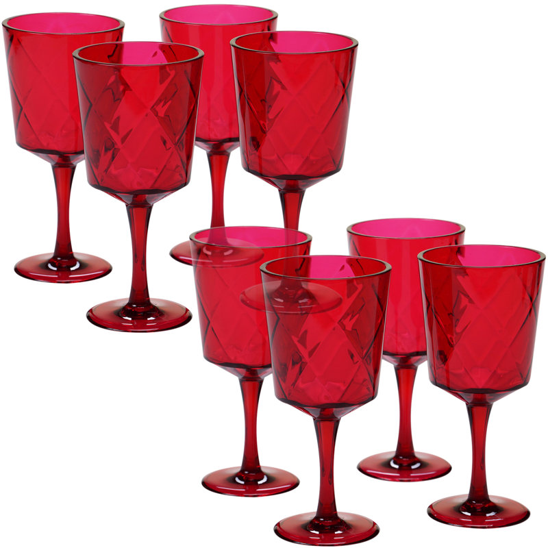 Certified International Diamond 14 oz. Acrylic Goblet, Ruby