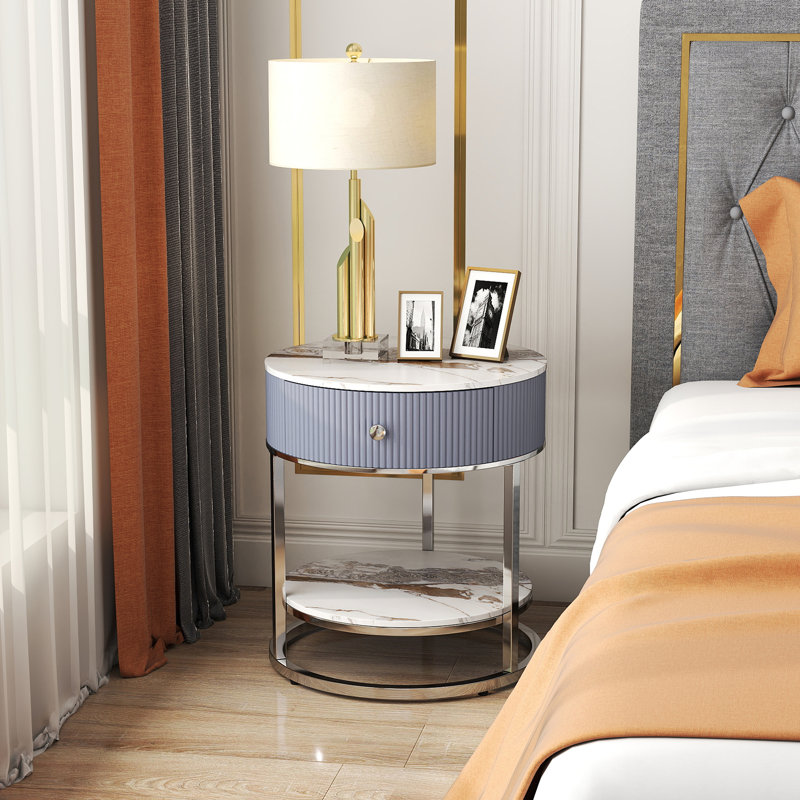 Frame End Table, Silver, Calacatta Gold/Silver