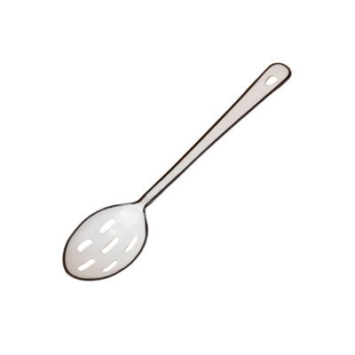 Vintage Enamel "Raine" White Slotted Spoon