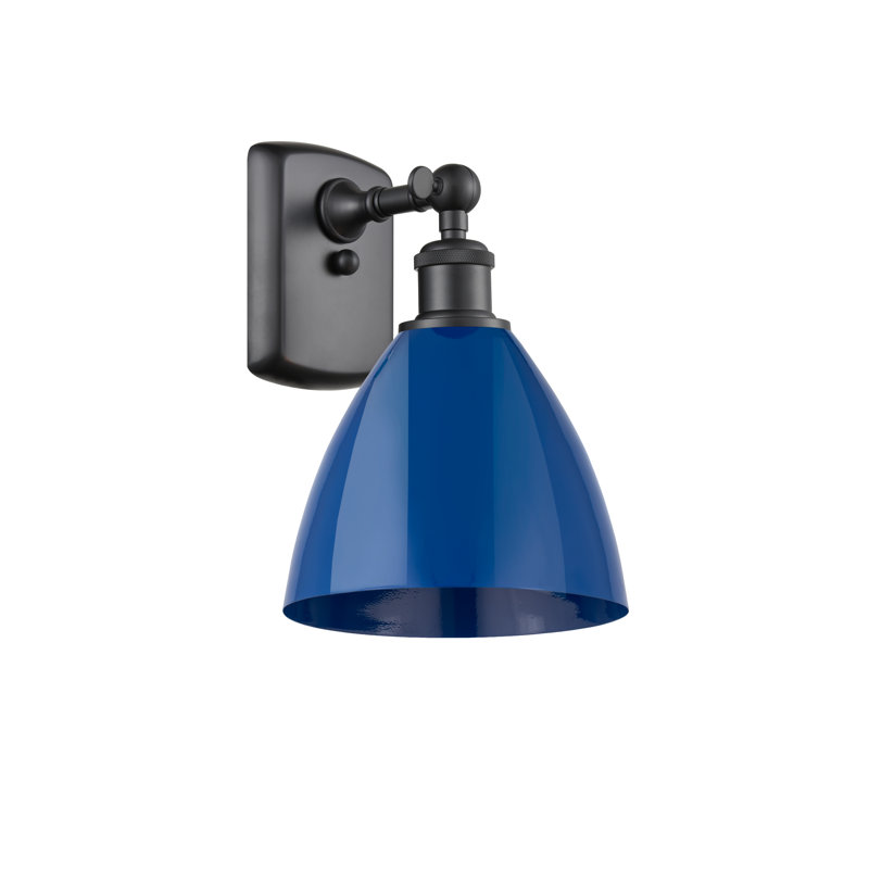 Applique murale en acier 1 lumière, Noir mat, Bleu