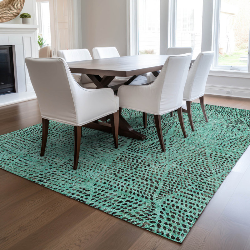 Jurnee Washable Geometric Indoor / Outdoor Rug, Rectangle 2'6" x 3'10"