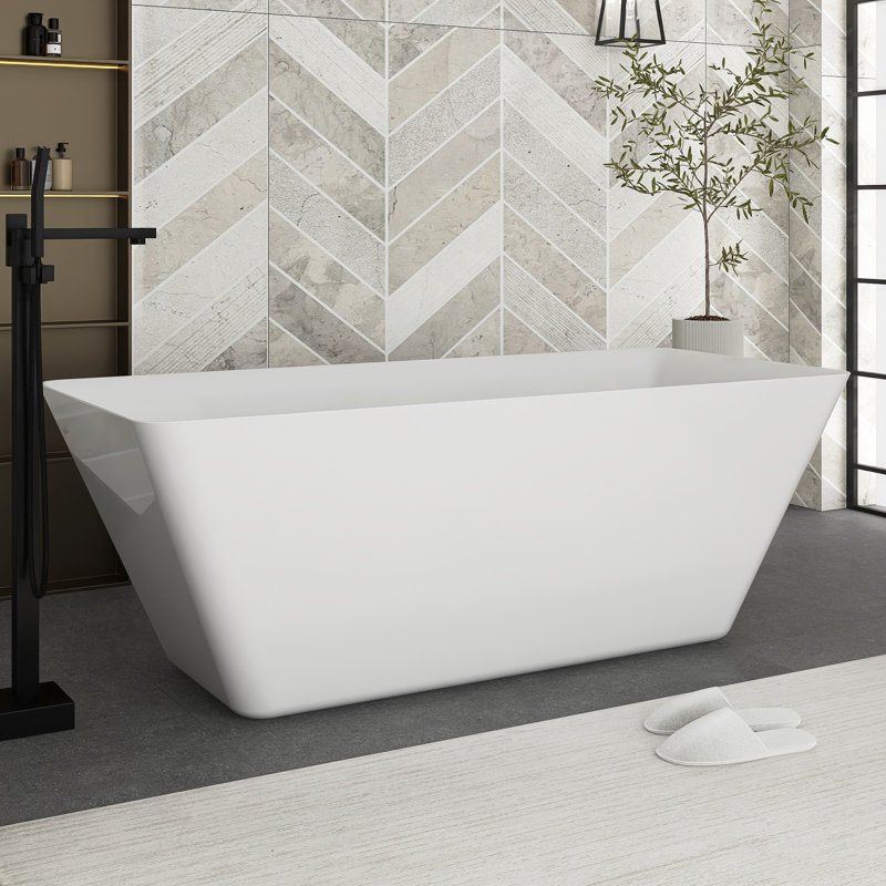 66" White Acrylic Freestanding Bathtub