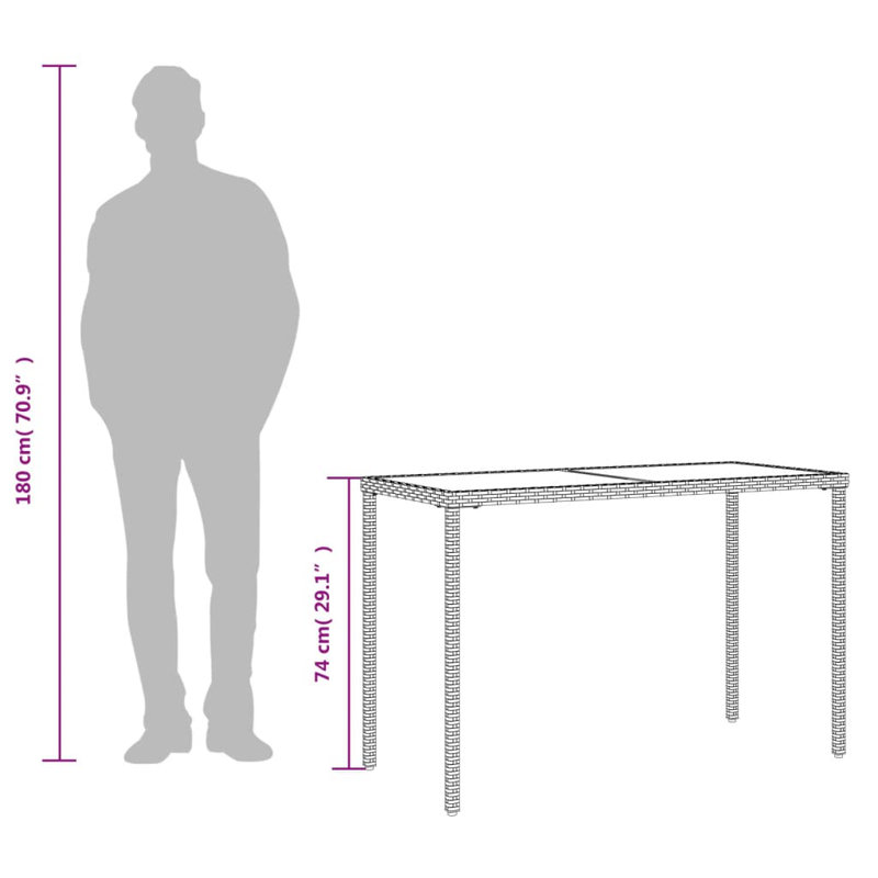 Pereno Rectangular Outdoor Dining Table , 115cm cm W 54cm cm D, Black