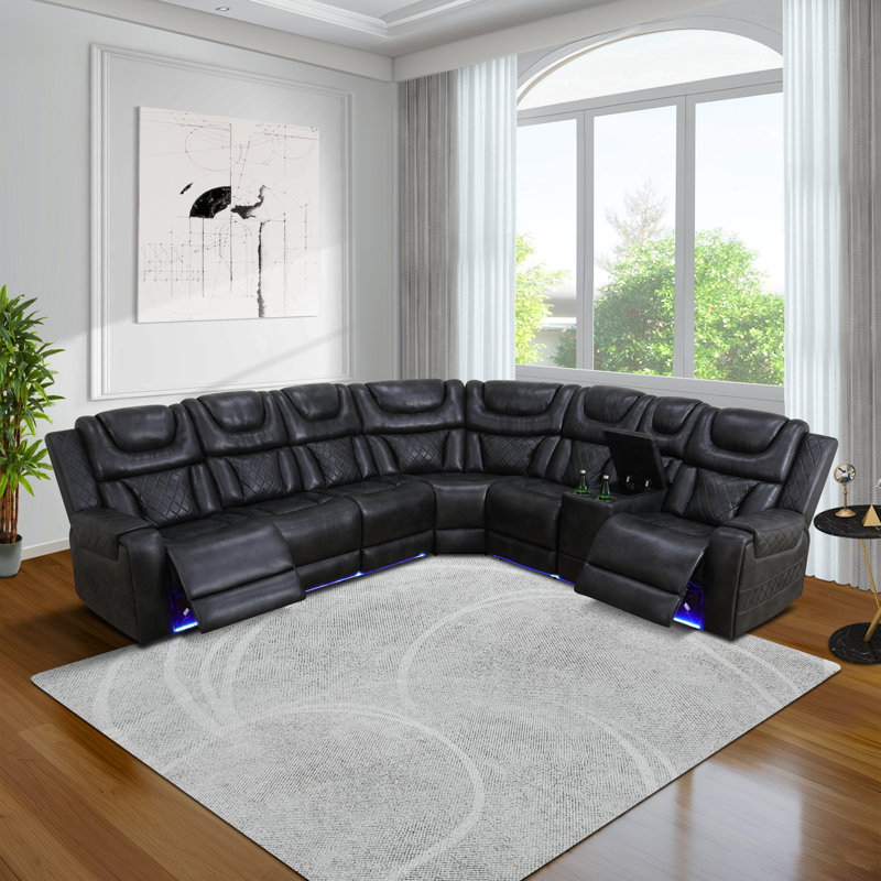 Ensemble de canapé inclinable de salon en cuir 3 pièces Lynee