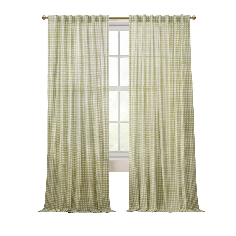 Rideau pique-nique vert 84 po avec paquet de 2 panneaux de rideaux et sac fourre-tout, L 50 po x L 84 po