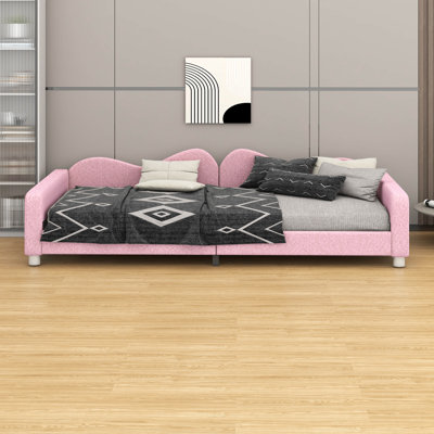 Upholstered Daybed – Sherpa Fabric Sofabed With Cloud-Shaped Backrest (No Box-Spring Needed)