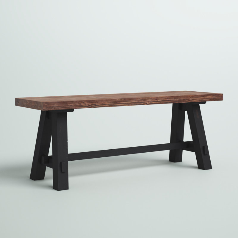 Banc en bois massif avec pieds de chevalet 48 "Adam