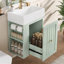 Meuble-lavabo mural de 20 pouces avec lavabo en céramique, armoire de rangement en panneau de fibres à densité moyenne, tiroir et tablette latérale - Conception moderne peu encombrante pour les petites salles de bain-1482896113