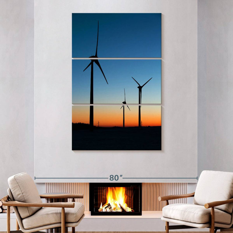 Lilie Wind Turbines At Dusk, 74" H x 48" W