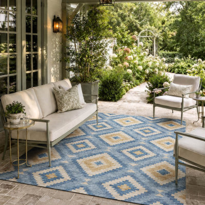 Tapis géométrique intérieur / extérieur lavable à la machine Lamanna ACN3140