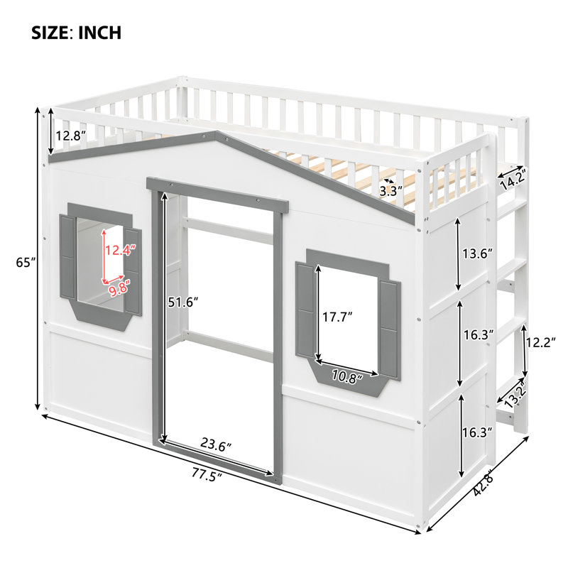 Lit mezzanine simple avec échelle - blanc, Blanc