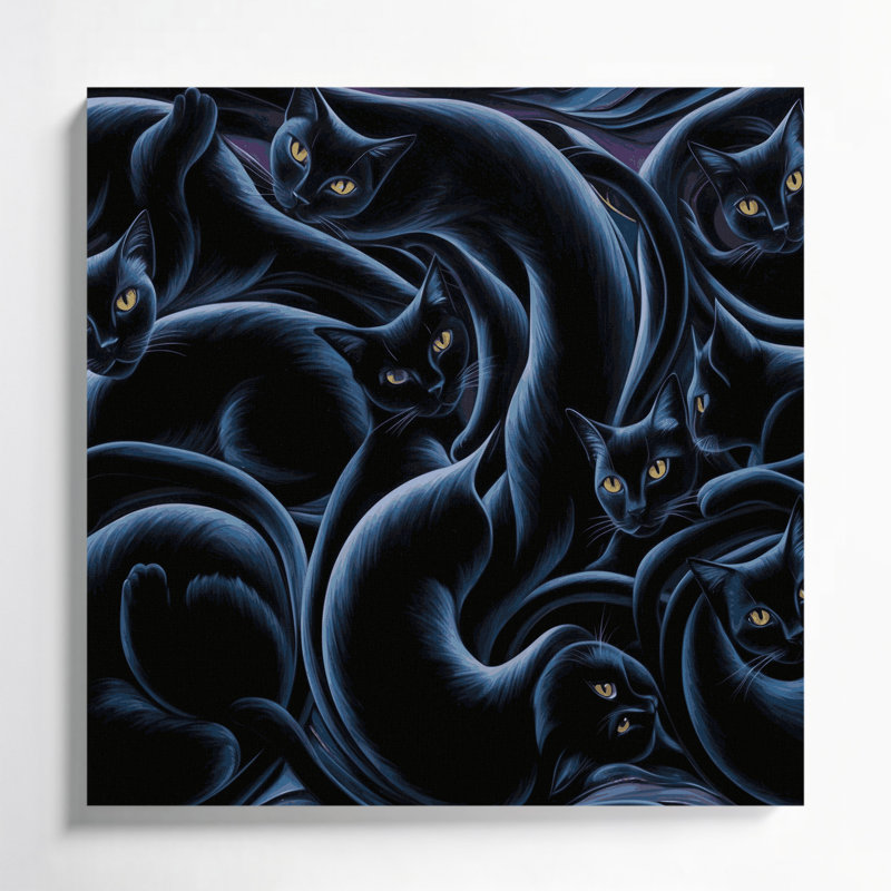 Halloween cats Grey Canvas Wall Art, 12" H x 12" W