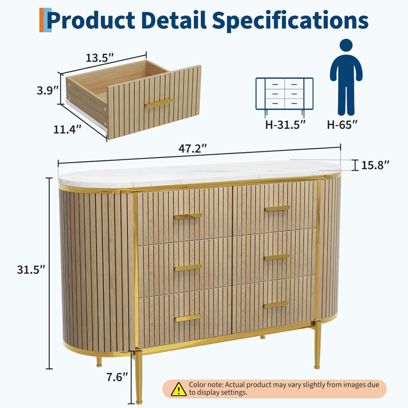 Large Fluted Farmhouse Sideboard with Storage Drawers