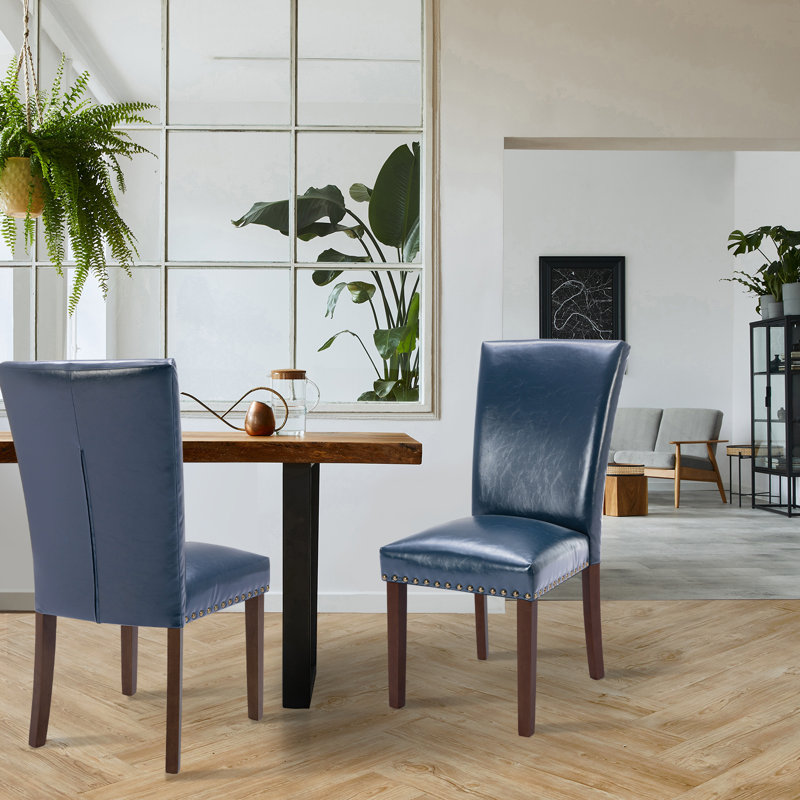 Darren-Lee PU Leather Upholstered Dining Side Chair, Blue
