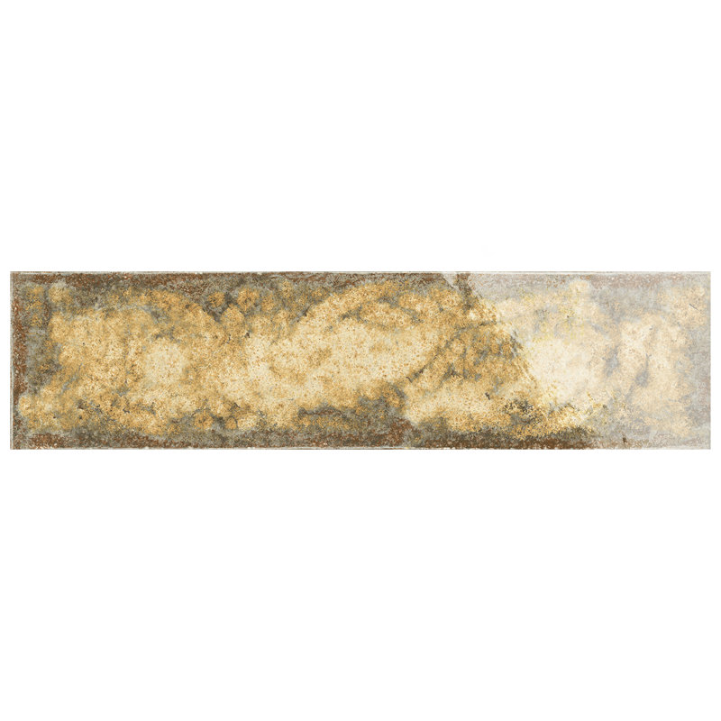 Gaudi React Brick 2-3/8" x 9-3/4" Porcelain Vintage Subway Wall & Floor Tile, Gold; Brown