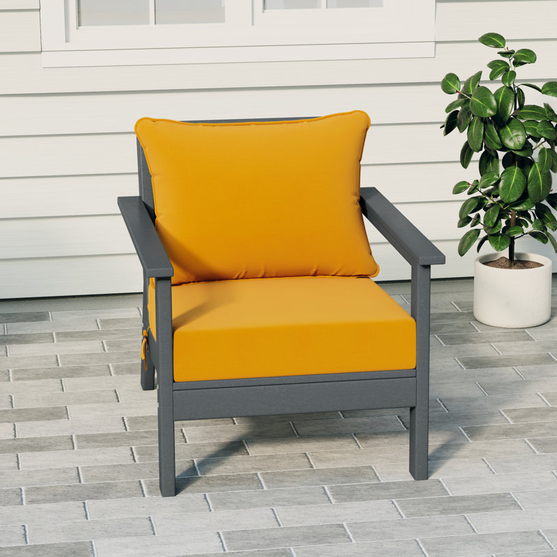 Hydea Deep Seating Chair With Cushions, Gray, Yellow