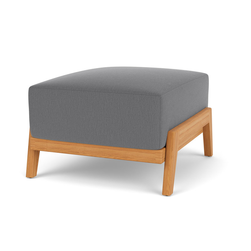 Alpine Rectangle Outdoor Teak Ottoman Patio Ottoman, Remy Graphite