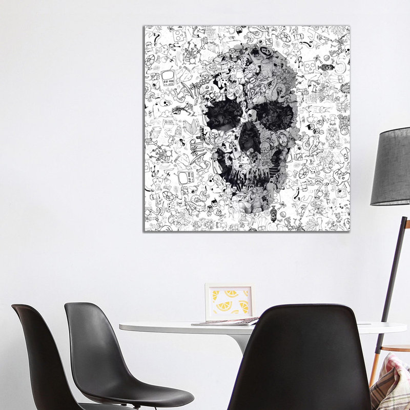 Doodle Skull, Square by Ali Gulec - Wrapped Canvas Print, 93.98 cm H x 93.98 cm W x 1.91 cm D