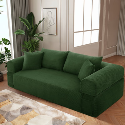 83" Modern Corduroy Loveseat Sofa,2-Seater Cloud Couch with Memory Foam and Spring Seat With Four Pillows,Deep Seat Sofa with Wide Armrests,No Assemb by Mercer41