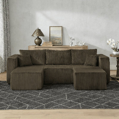 Compact Modular Sectional – Corduroy, Compression-Filled Cushions