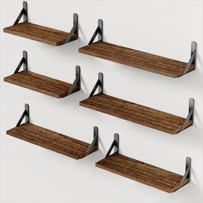 Ensemble de 6 tablettes murales flottantes rustiques pour chambre à coucher