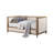 Kyra Twin Daybed With Nailhead Trim, Light Oak Pinewood, Beige Fabric