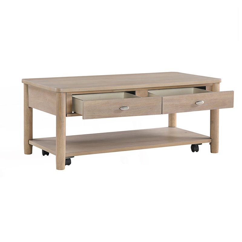 Table basse Classic 1Pc avec deux tiroirs et une tablette ouverte, table centrale