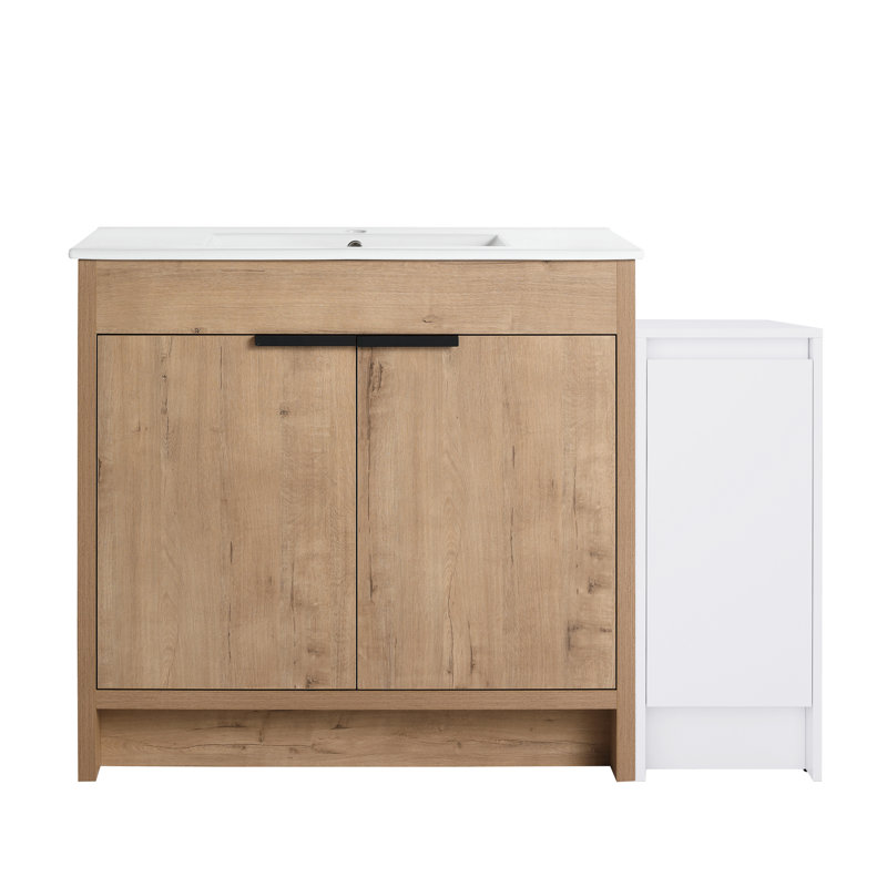 Ensemble de meuble-lavabo moderne "- lavabo en céramique et armoire de rangement avec porte à fermeture en douceur, design kd