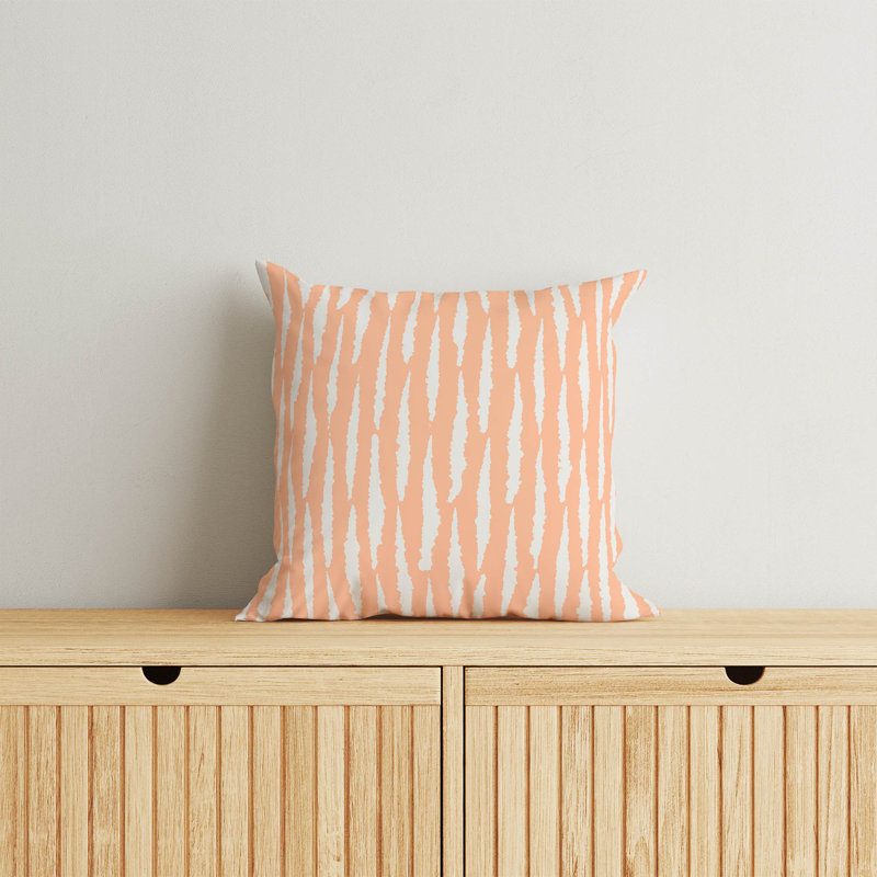 Coussin Scar, Pêche / rayé orange, H 20 po x l 20 po