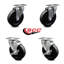 5 Inch Soft Rubber Wheel Swivel Top Plate Caster Set with 2 Brakes SCC
