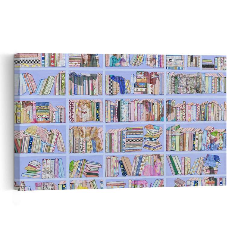 " Whimsical Book Shelf Colorful Vibrant Abstract Architecture Wall Art Print " by Jukyong Park, 16" H x 24" W