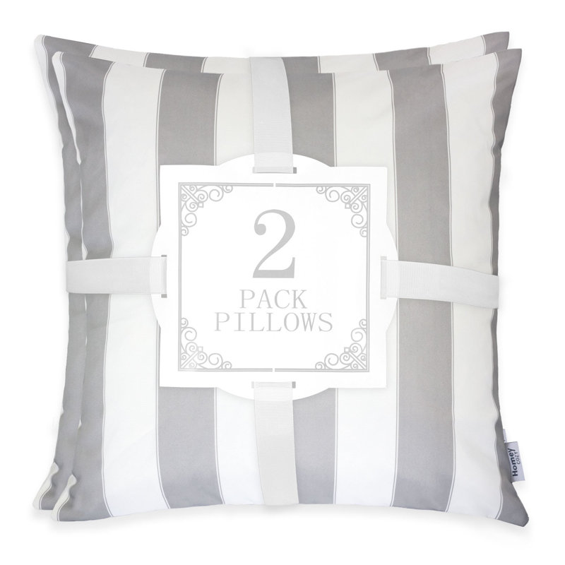 Josephine Striped Outdoor Reversible Throw Pillow, Light Gray, 20" x 20"