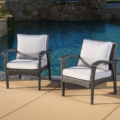 De 2 chaises club grises - pour patio amusant + argent, siège en tissu imperméable en fer PE et fer, housse, profondeur 28,25 po, largeur 28,07 po, hauteur 32,81 po, masse de 24,91 lb